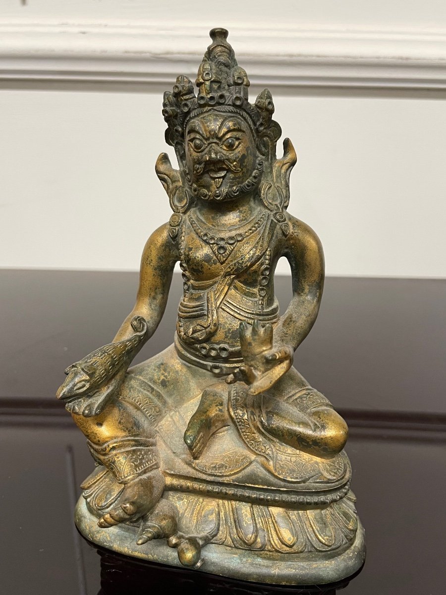 Statuette Kubera Bronze Doré Tibet Ou Népal 19eme-photo-2